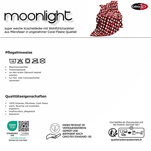 CelinaTex Flauschige Kuscheldecke 150 x 200 cm grau Decke Sofa Couch Wohndecke weich Stars Mikrofaser Fleece Oeko-TEX Moonlight