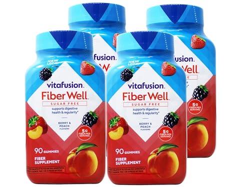 VitaFusion, Fiber Well Gummies, Fiber Supplement, Assorted Flavors - 90 gummies, Pack of 4