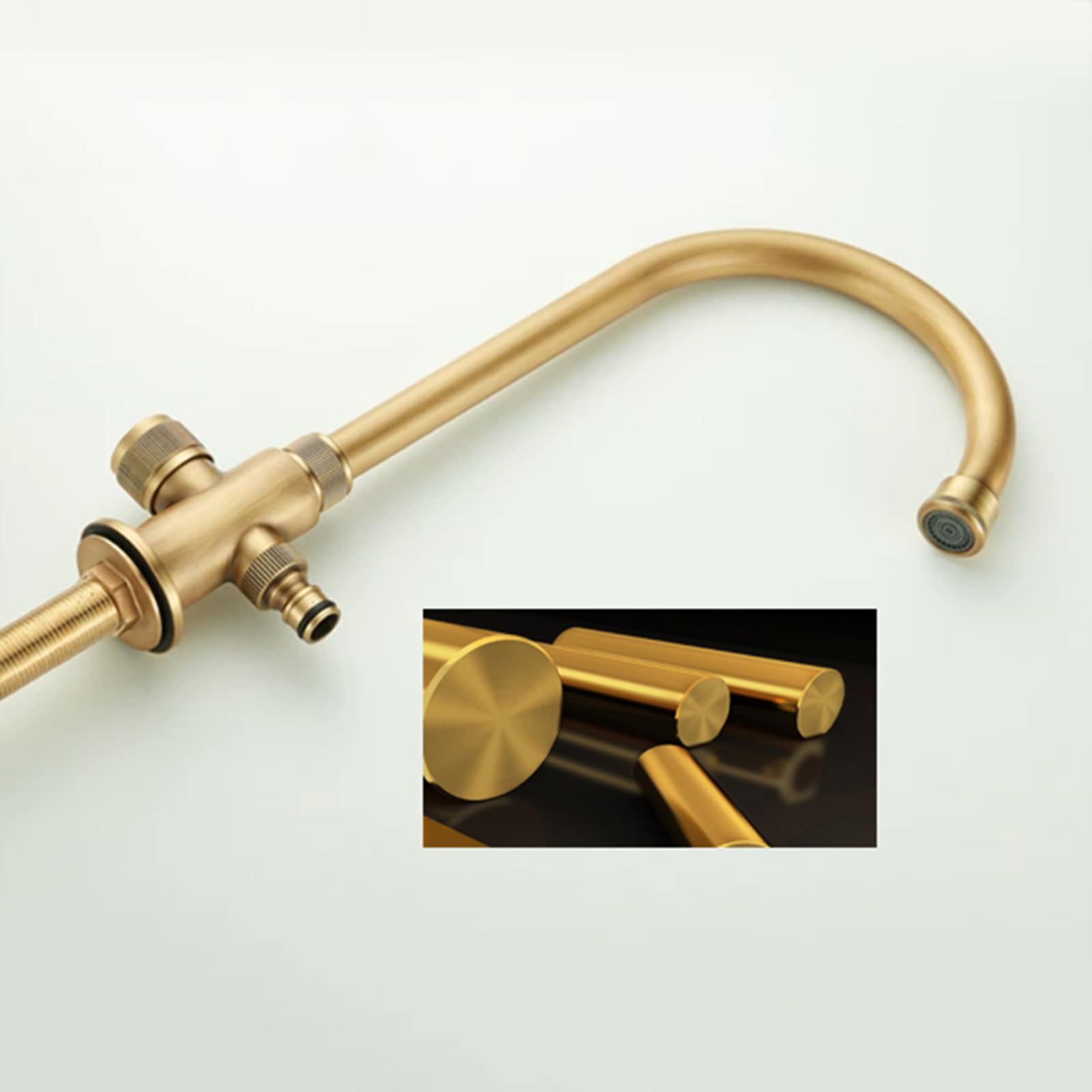 Grifo Exterior Jardin Antihielo Giratorio 360 ° Grifo Lavadora Doble Salida De 1/2 Pulgada Manija Única De Latón,Antigüedad