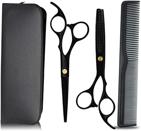Amazon すきばさみ 散髪ハサミ ヘアカット はさみセット ステンレス プロのヘアカットはさみ初心者 美容師 理容師向け 家庭用 トサロンや家庭で使用される男性と女性 2本セッ 黒 Ghh 散髪セット 通販