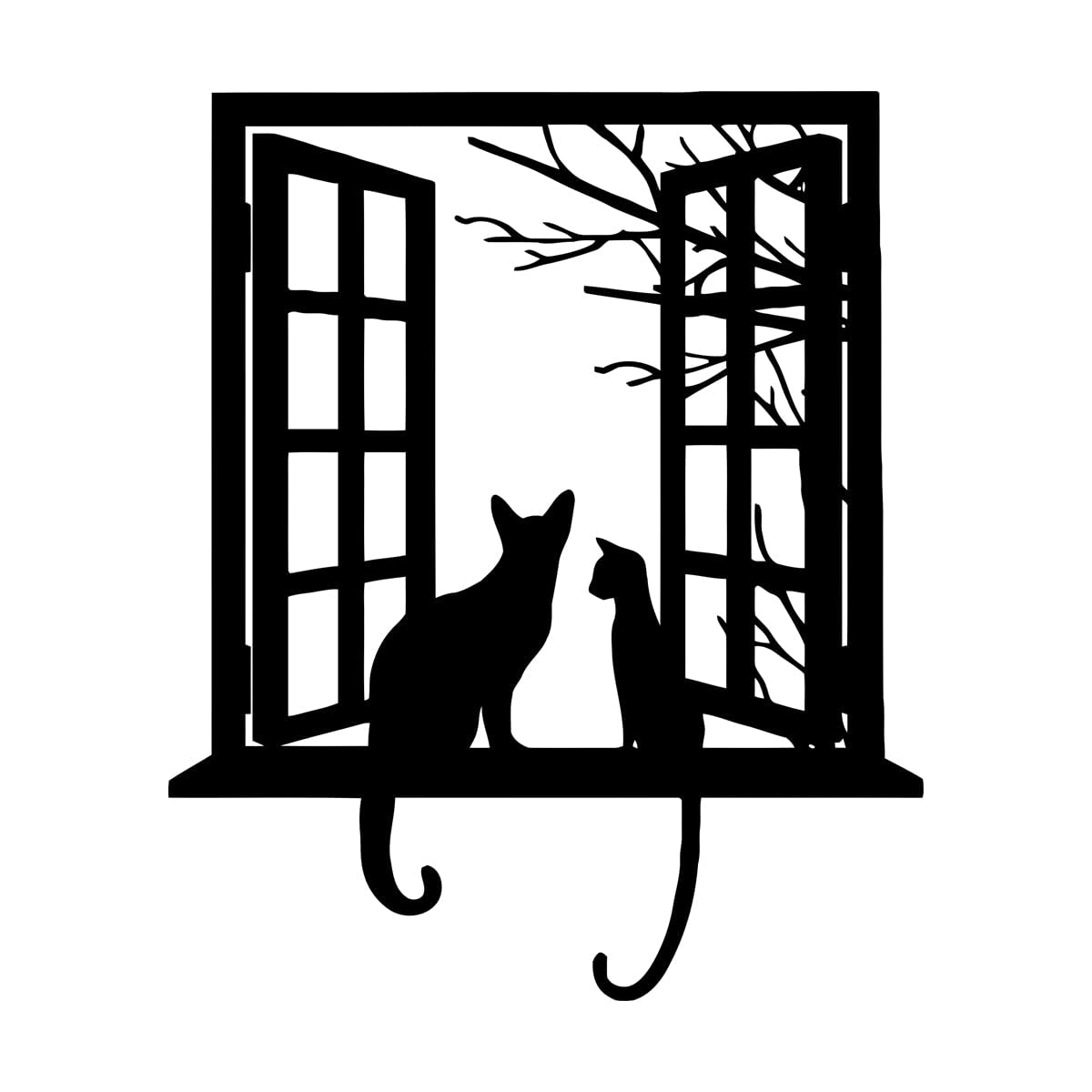Black Cat Looking At The Child Wall Decals 54x63.8cm Removable Without Leaving Glue Large Black โ image 1