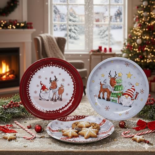 KAMACA 3er-Set Weihnachtsteller Ø 26 cm Metall Keksteller für...