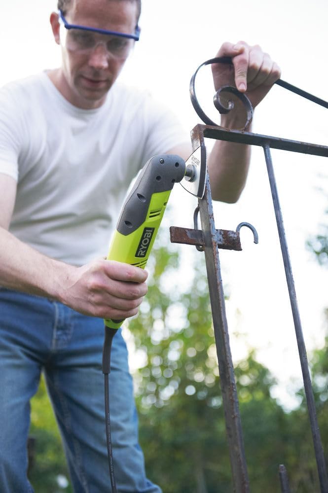 Ryobi RMT200S, Utensile Multifunzione 200W con Cavo Elettrico, Variatore di Velocità, 10,000-20,000 oscill./min, Impugnatura GripZone, Adattatore Universale, Accessori Inclusi