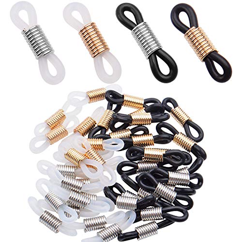 Image of Aylifu Eyeglasses Chain Connector - 40 Piece Adjustable Ends Set, Rubber Strap Holder Chain Loops for Eyeglass Sunglasses, 4 Colors