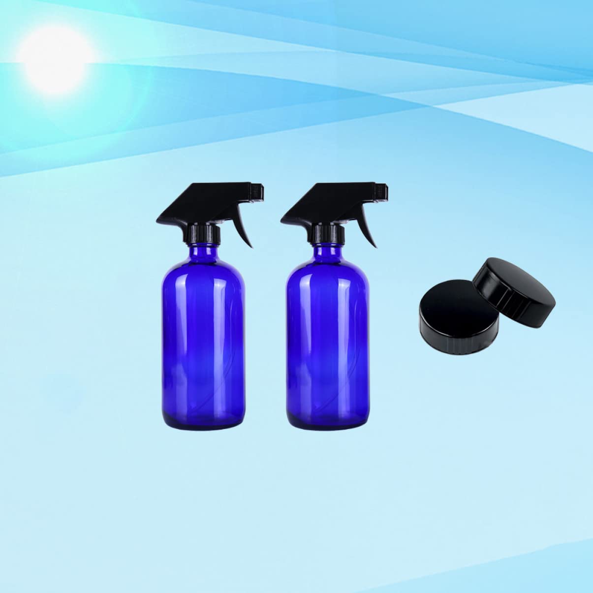 Nachfüllbare Sprühflasche aus Glas 500ml Blau für Make Up Wasser