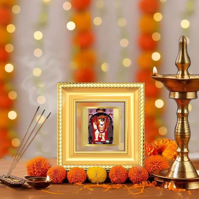 Image of DIVINITI Mehandipur Balaji 24K Gold Plated Foil Tabletop Photo Frame for Home Decor, Puja Room, Luxury Gifting | DG Frame 015 S1A (10x10 CM)