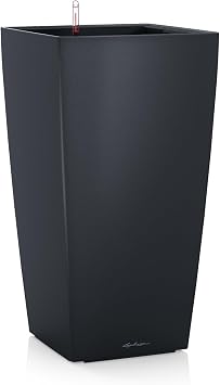 Lechuza CUBICO Color 30 Self Watering Planter Garden Plastic Indoor and Outdoor Flower Plant Pot with Drainage Hole H56 L30 W30 cm Slate