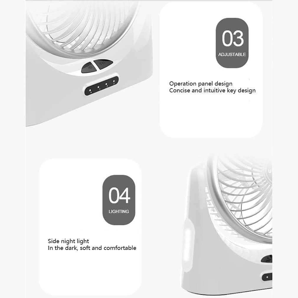 Small Fan USB Powered and Battery Operated Fan 3 Speeds Wind Small But Powerful for Home Bedroom Office Desktop Fan (Color : White) (White)