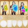 Restroma 50 Pack Kids Paper Knight Shields with Handle, DIY White Shields for DIY Craft, Halloween, Cosplay, Party Supplies, 5 Styles #2