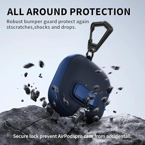 Image of for AirPods 4 Case with Lock,TPU Leather Texture Protective Durability Anti-Lost & Shockproof Protective Cover Accessories with Cleaning Kit in Keychain for Apple iPod 4 Generation (Midnight Blue)