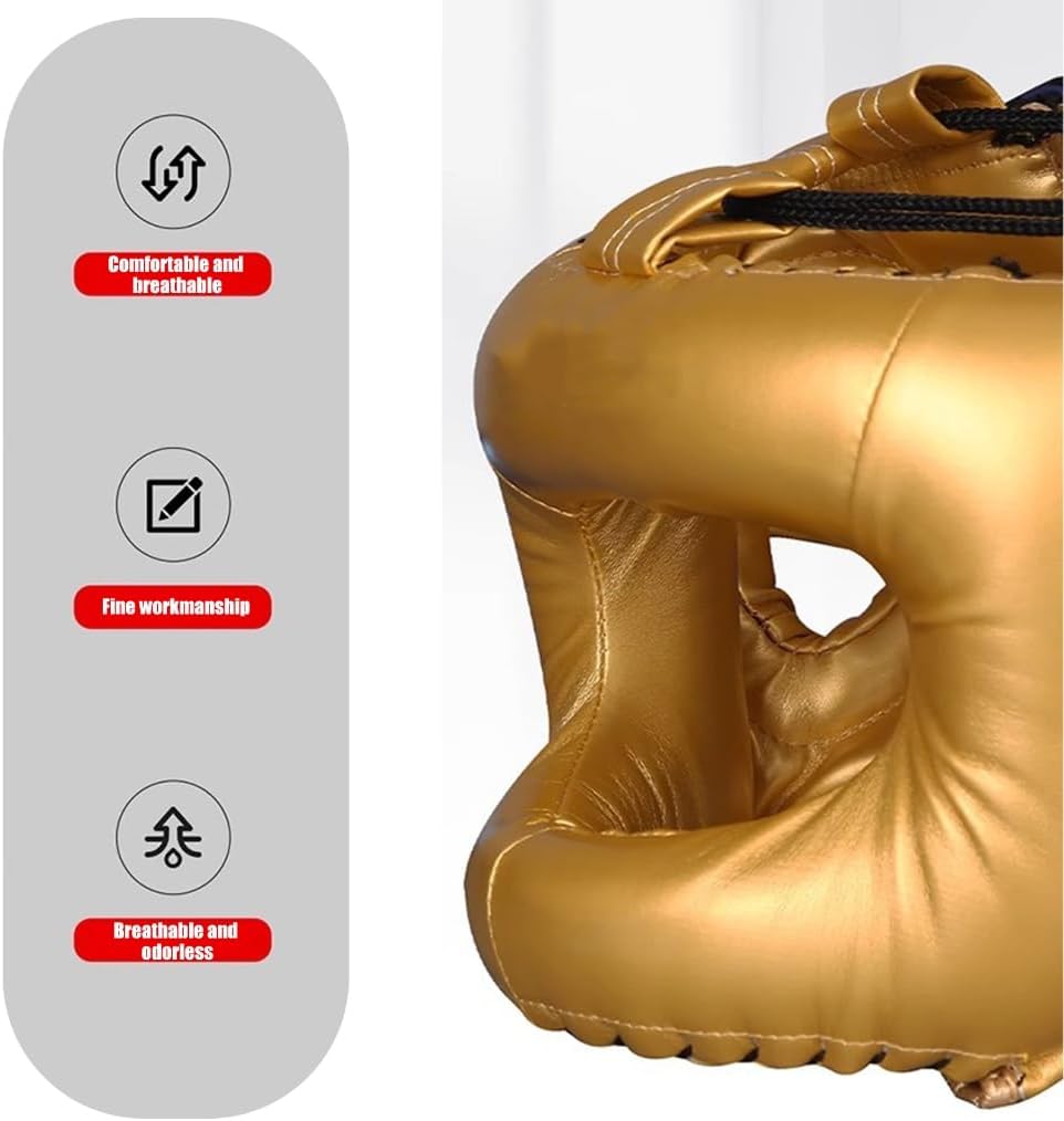 PU Leather Boxing Headgear 360 Degree Surround Head Protections Equipment Closed Type for Boxing Training Kickboxing