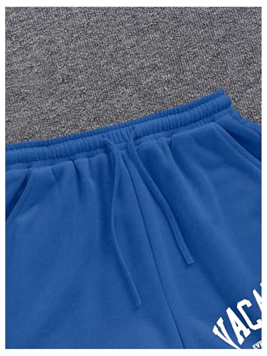 Image of Verdusa Girl's Tracksuit Sets 2 Piece Outfits Letter Print Vacation Tee Top and Drawstring Waist Shorts