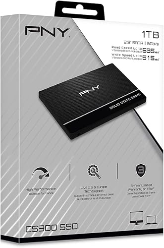 Vista 8 de PNY CS900 - Unidad interna de estado sólido (SSD) de 1 TB 3D NAND 2.5 pulgadas SATA III, (SSD7CS900-1TB-RB)