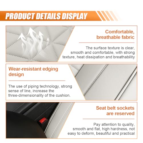 Image of Luxury Faux Leather Car Seat Cover, Car Seats Cushion, Grey