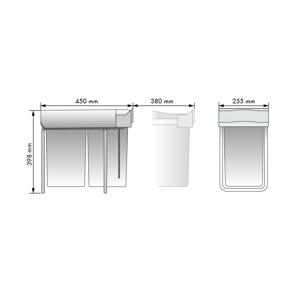 Cubo de Basura extraíble con extracción Manual para Mueble de Cocina - Capacidad 14+14 litros