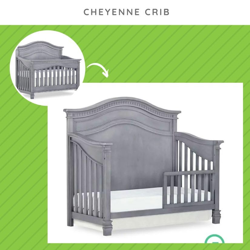 Image of Toddler Bed Safety Guard Rail for Evolur Baby Convertible Cribs - Solid Wood Rail for Convertible Crib to Toddler Bed Conversion - Safety Bed Rail for Children (Storm Grey, Model 846)