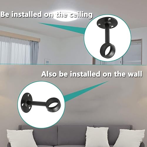 Miniatura 3 de AYSUM Paquete de 10 soportes de barra de cortina de 1 pulgada, soporte para barra de cortina, soportes para barra de cortina de ducha para barra de