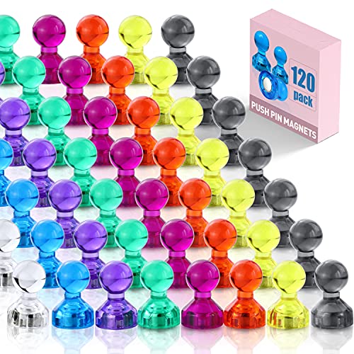 Push Pin Magnets, 120 Pack 8 Colors Refrigerator Magnets, Colorful and Practical Fridge Magnets, Perfect for Whiteboard Magnets, Office Magnets, Map Magnets