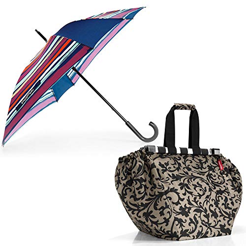 Preisvergleich Produktbild reisenthel Umbrella Regenschirm Stockschirm Langschirm Gehstockschirm Artist Stripes YM3058 mit Zugabe (+easyshoppingbag Baroque Taupe)