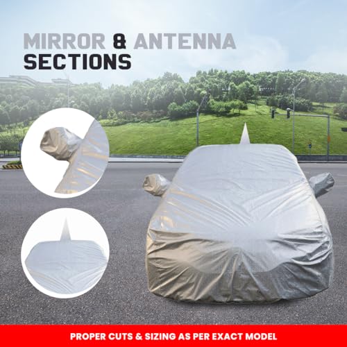 Image of Autofact Waterproof Car Body Cover Compatible with Skoda Fabia with Mirror and Antenna Pockets (Shinning Silver)