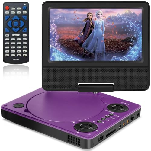 Image of HOPYOP 9 inch Portable DVD Player for Car & Kids with 7 inch Swivel Screen, Purple