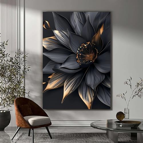Tableau decoration murale salon grand format 80x120cm affiche fleurs moderne - 4
