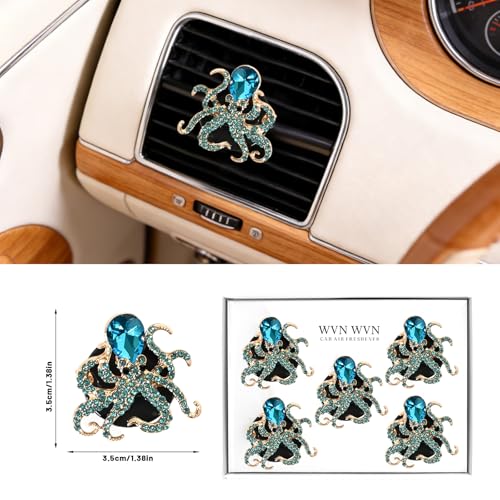 Image of 5 PCS octopus Car Decor, sparkling diamonds ClipsCar Accessories Decoration for Refillable Outlet Diffuser, Universal for Most Cars (Octopus)