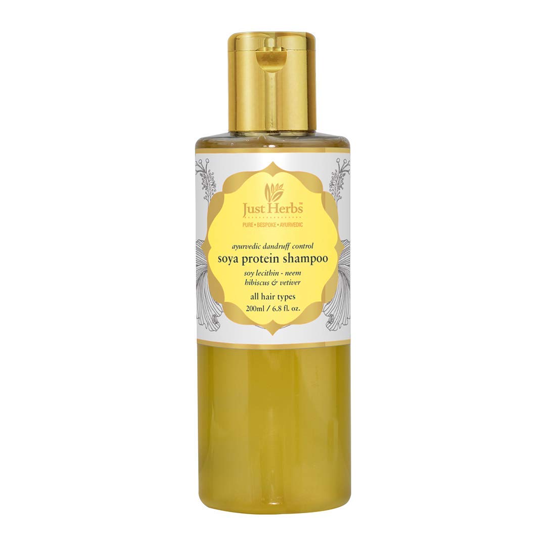 Just Herbs Organic Soya Protein Anti Dandruff Shampoo With Neem, Hibscus & Lecithin for All Hair Types, Sulfate & Paraben Free - 200ml