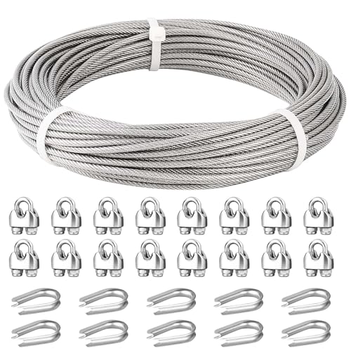 4PCS Tensor, 1/4" (M6) Tensor de Acero Inoxidable 304, Cable de Acero de 3/16 con Abrazaderas y Ojales miniatura 3