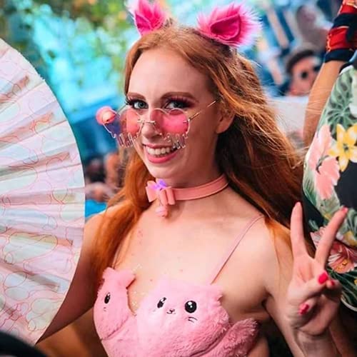 Melting Heart Sunglasses for Men/Women Rimless Irregular Party Unique Sun Glasses3