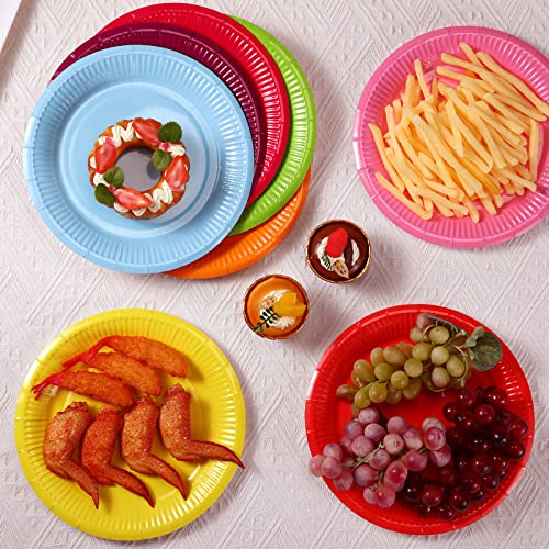 Eboot 320 Pcs 9 Inch Colorful Disposable Paper Plates Bulk Rainbow Party Plates For Dinner And Dessert, Kid's Colored Party Plates For Rainbow Party Supplies Birthdays Picnic Baby Shower Graduation #TOP6