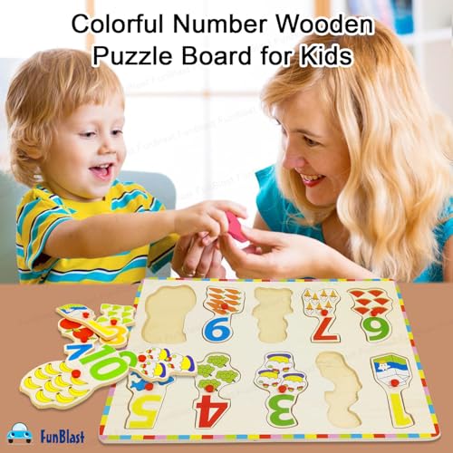 FunBlast Wooden Colorful Learning Board for Kids with Knobs - Educational Learning Wooden Board Tray - Multicolor