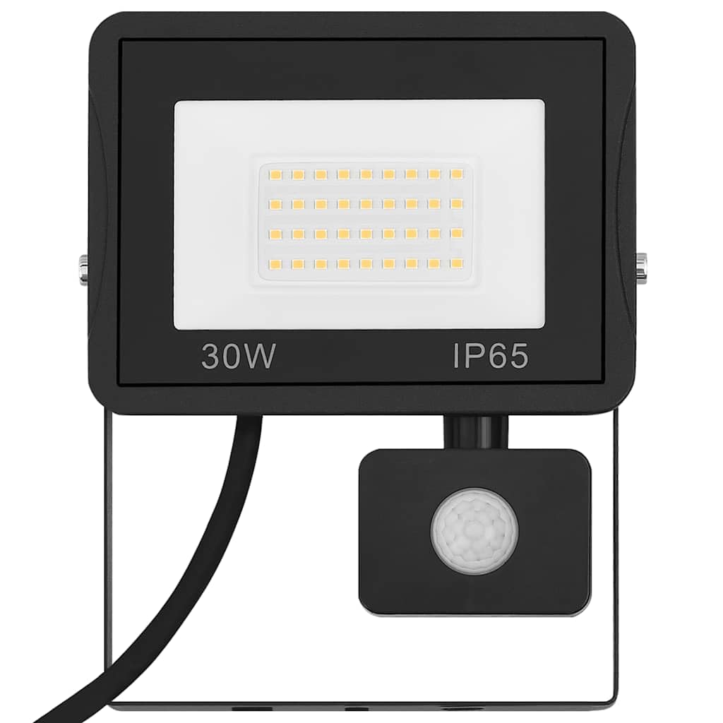 Reflektor LED z czujnikiem 30 W, ciepła biel, aluminium, 15,5 x 19,5 cm, lampa zewnętrzna do ogrodu, na taras, wjazd, podwórze, z czujnikiem ruchu i czujnikiem zmierzchu dla bezpieczeństwa i
