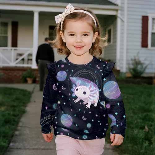 Girls Long Sleeve Crewneck Sweatshirt Warm Soft 1-8 Ruffle Long Sleeve Sweatshirts Girls and Toddlers Sweatshirt4