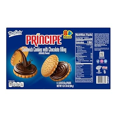 (3 pack) Marinela Principe Chocolate Sandwich Cookies, 24 count, (8 ct each), Cookies, Artificially Flavored, 53.28 oz Box