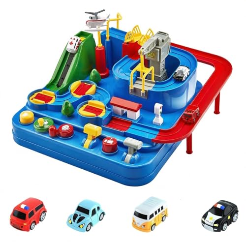Image of Kidology Car Race Tracks Toy Kids | Car Adventure Rescue Track Set Educational Toy for Boys & Girls 3+ Years | Playset City Rescue Activity For Toddlers | Pre Educational Learning Puzzle Birthday Gift