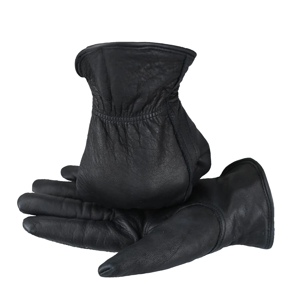 Guantes de Invierno Guantes de Trabajo Negros Cuero de Vaca de Grano Jardinería Guante de Trabajo de Seguridad para Motocicletas Hombres y Mujeres