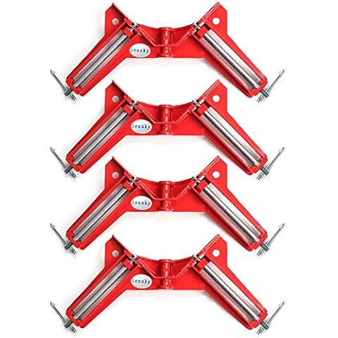 ieasky 90 Degree Right Angle Clamp, 4Pcs Woodworking Clamps Set, Adjustable Wood Vice Miter Clamp for Picture Photo Frame, DIY Hand Tools Corner Clamp Cover