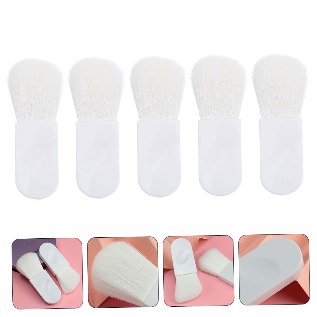 minkissy Set Di 5 Pennelli Per Il Trucco Con Setole Morbide Per Applicare Il Fard Strumento Di Bellezza Compatto Pennello Flessibile Con Impugnatura Per Il Pollice 5 Pezzi*5