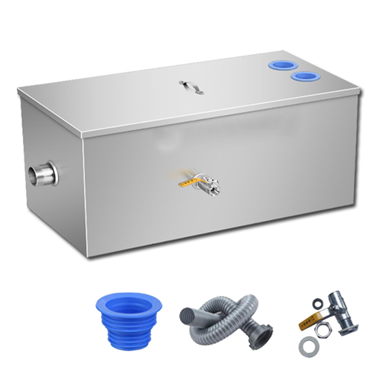 Sifone per grasso commerciale – intercettore in acciaio inox per ristorante e cucina di casa – trappola per grasso sotto il lavello (dimensioni: 50 cm x 30 cm x 30 cm)