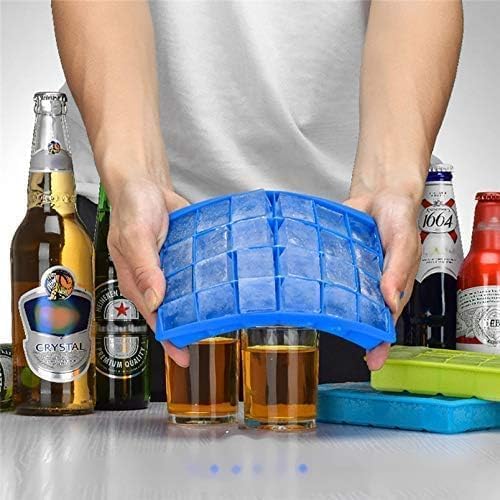 Image of 24 Square Cube 1.1 Inch Cube Silicone Ice Cube Tray - Ice Molds - Chocolate Mold - Candy Mold - Makes 24 Cubes for Cocktail & Bourbon - (Blue, 24 Square Cube, Rectangular)