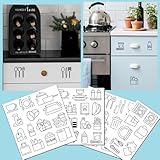 52PCS Kitchen Cabinet Labels Transparent Kitchen Closet Labels Stickers Waterproof Kitchen Decoration for Cabinet Decals Peel and Stick Home Identifier Decal Labels for Organizing Drawer Labels(Black)
