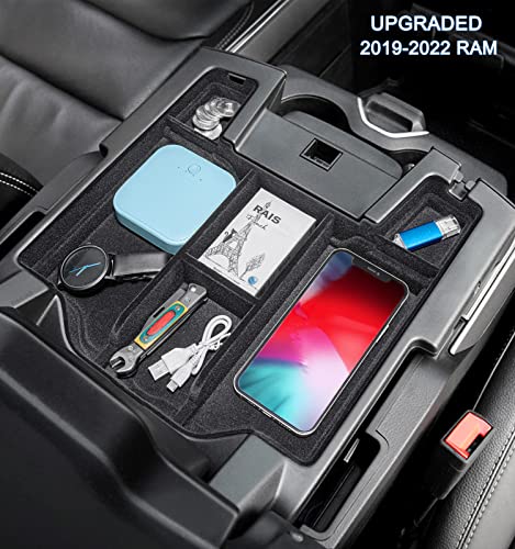 Pimcar Center Console Organizer Upgrade Flocked Liner Interior Compatible With Dodge Ram 1500 2500 3500 2019 2020 2021 2022 2023 Abs Plastic Material Shell Armrest Box Insert Tray Accessories #TOP7