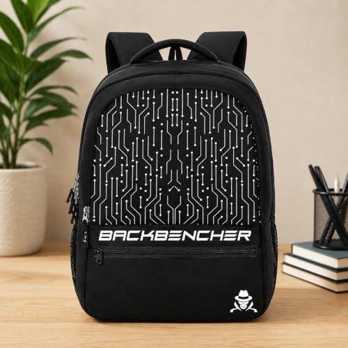 Image of Black Backbencher Printed Backpack for Girls & Men | Stylish Design School Bag with Spacious Compartments, Front Zipper Pocket Shoulder Straps | Casual for School, College, Tuition & Travel