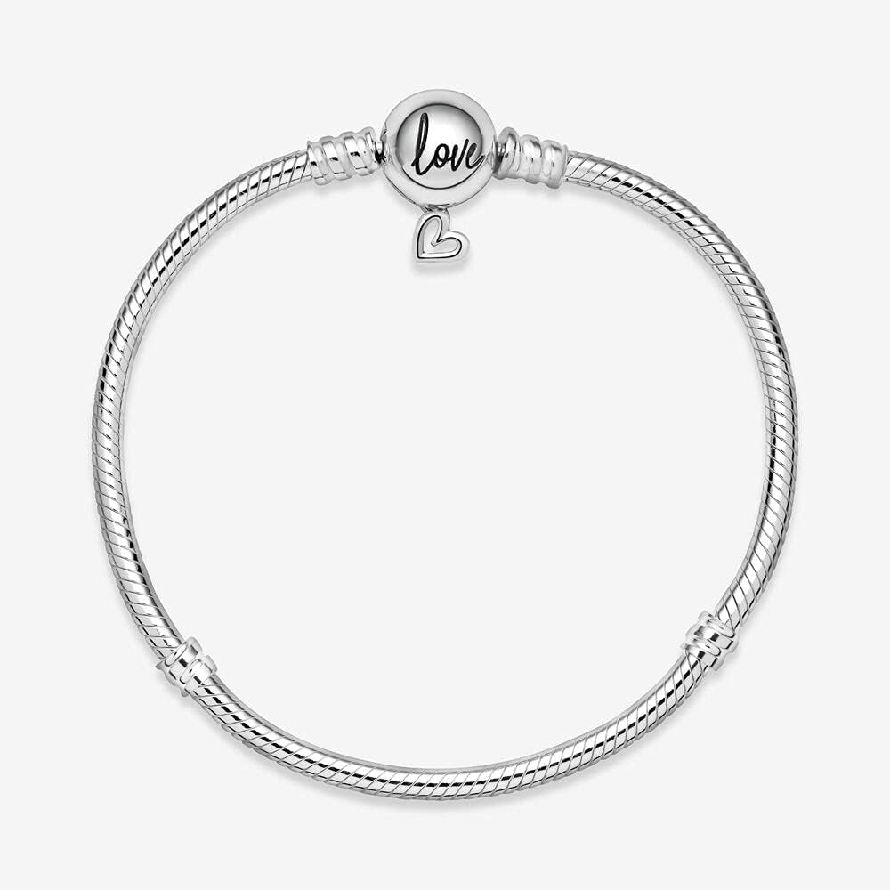 Bracciale New 2025 Compatibile Charm Tutte Marche Love Cuore Cuoricino Donna Originale Simil Rigido Pendente Ciondoli Base Bambina Braccialetti Clip Fermo Catena Argento 925 Gancio