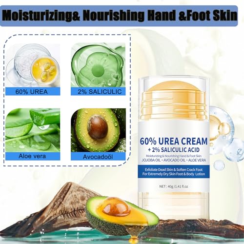 Hydrating and Anti-Cracking Foot Cream, 2Pcs Urea Fußcreme 60%, Feuchtigkeitsspendende und Anti-Riss-Fußcreme, Lindert Extreme Trockenheit und Rissbildung der Hände und Füsse – Bild 3