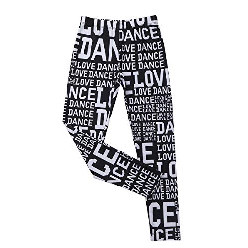 Yartina Kids Girls Dance Leggings Love Dance Print Slim Fit Long Pants Jazz Hip-Hop Stretchy Activewear3