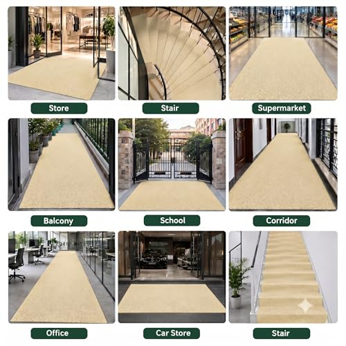 Image of TIB Cushion Noodle Mat for Home Entrance | Heavy Duty Anti-Slip Washable PVC Floor Mat for Bathroom, Kitchen, Bedroom & Office | Water Absorbent Indoor Outdoor Door Mat,Beige,4x4 Feet
