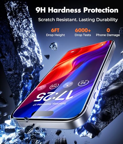 Image of UNBREAKcable 2-Pack Screen Protector for iPhone 16, Military-Grade Shatterproof Tempered Glass [9H+ Hardness] [Easy Installation Frame] [99.99% HD Clear] for Apple iPhone 16