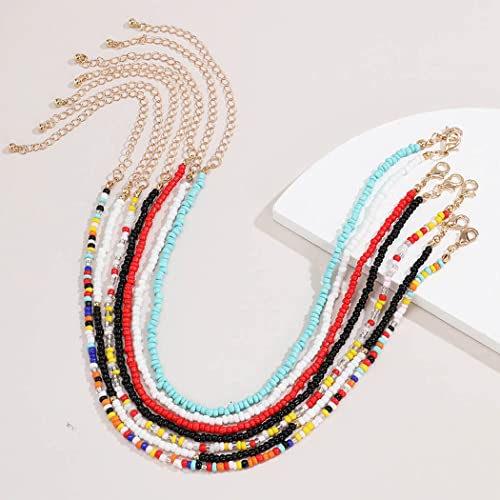 ACEDRE Boho Layered Beaded Necklaces Colorful Beads Choker Necklace Handmade Cute Chokers Set Beach Adjustable Neck Jewelry for Women(7PCS)2